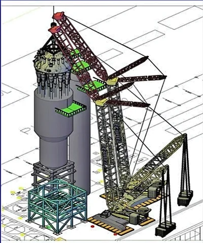 Diseño 3D de ingeniería con grúas