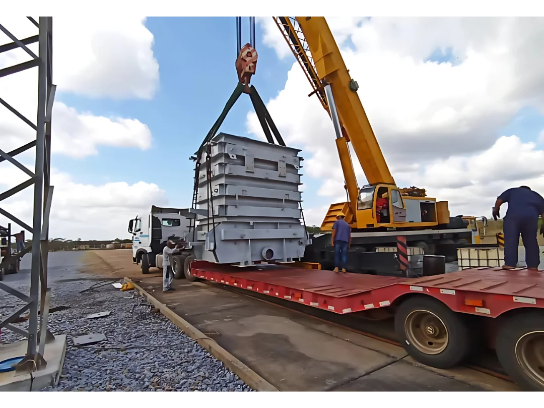 Proceso de movilización y montaje de transformador industrial