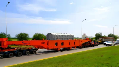 Movilización de generador sobredimensionado con equipos especializados